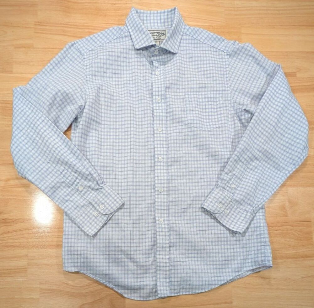 Jos A Bank 1905 Shirt Boys 20 Actual 19.5x28 Button Down Long Sleeve Blue Plaid